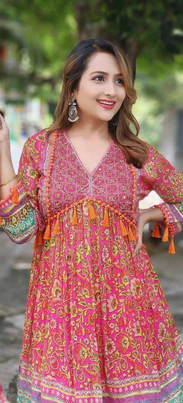 Chiffon Printed Kurta With Sharara