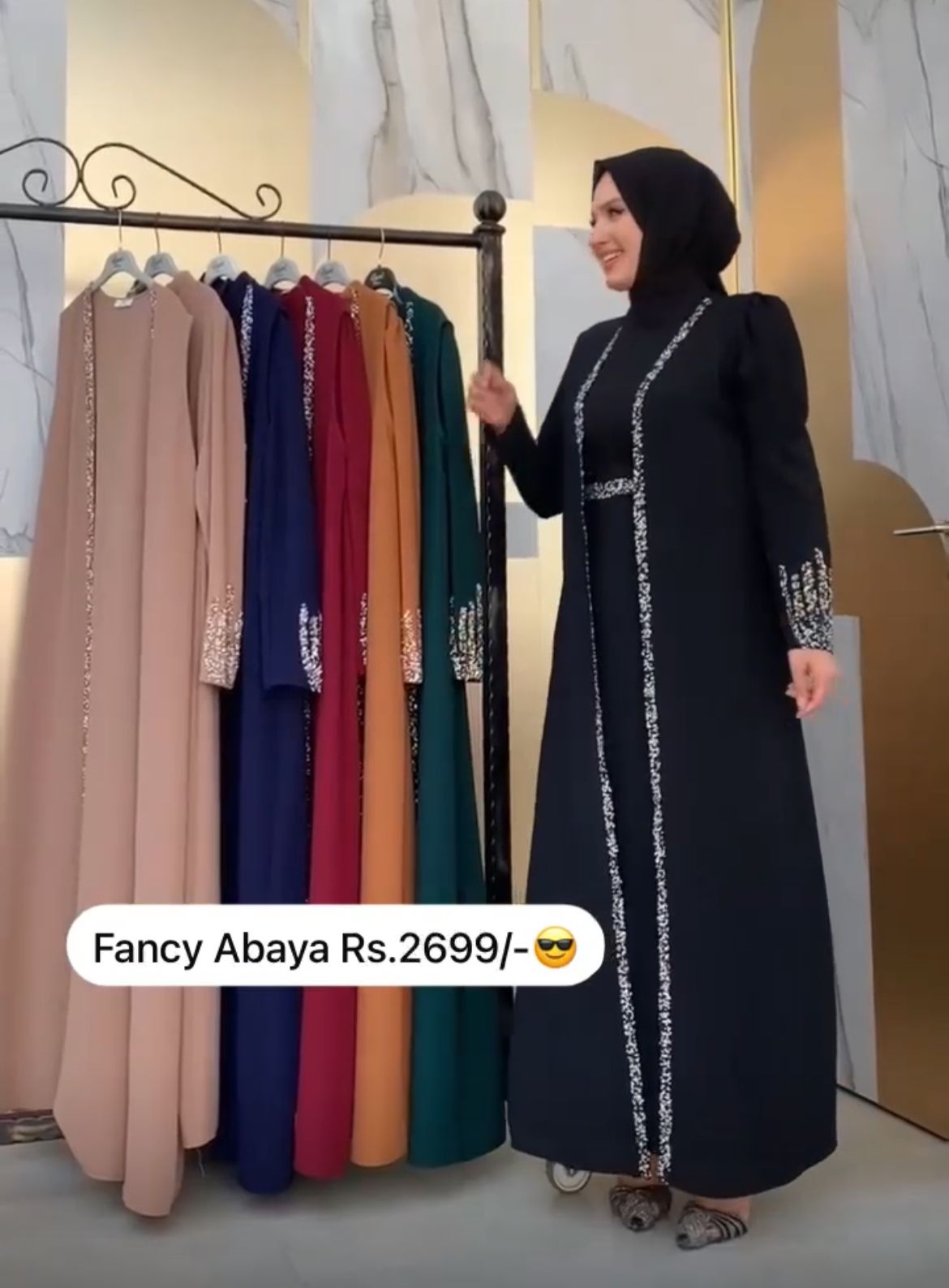 Fancy Abaya with Matching Scarf