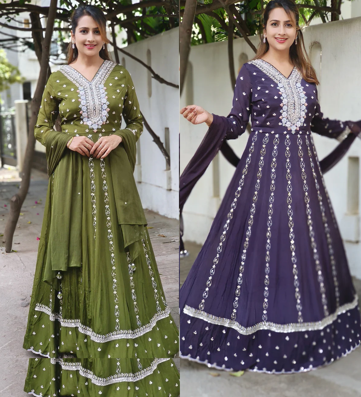 Pack of 2 Havya Embroidered Anarkali Dress 3Pcs